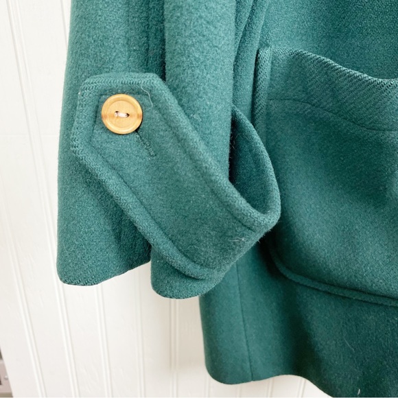 Vintage Eddie Bauer Duffle Coat Hunter Green Wooden Toggle Front Wool Jacket - Picture 6 of 11